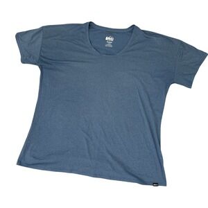 REI Co-op Womens Blue Heathered Scoop Neck Short Sleeve Active T-Shirt XL